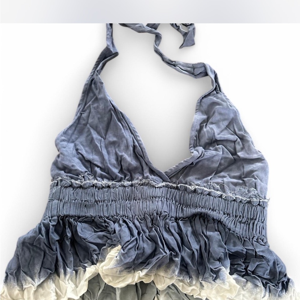 Blue and White Halter Top